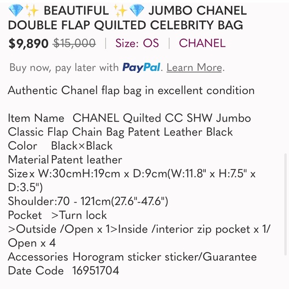 💎 JUMBO 💎 CHANEL DOUBLE FLAP QUILTED LUXURIOUS BAG - Picture 15 of 15